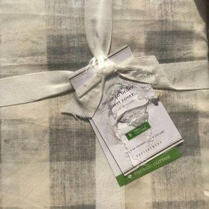 Pottery Barn Rhett Check Organic Percale Duvet Cover Twin,Gray NEW